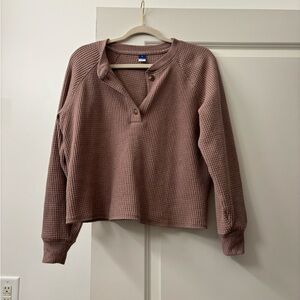 2/$10 Old Navy Taupe Waffle Knit Henley